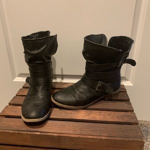 Black leather boots
